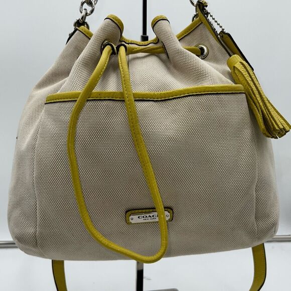 COACH AVERY CANVAS DRAWSTRING SHOULDER BAG - Picture 1 of 11